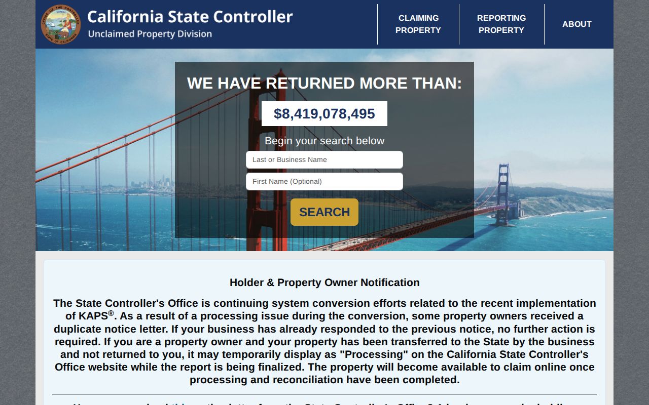 Arcadia residents directory California unclaimed property name search