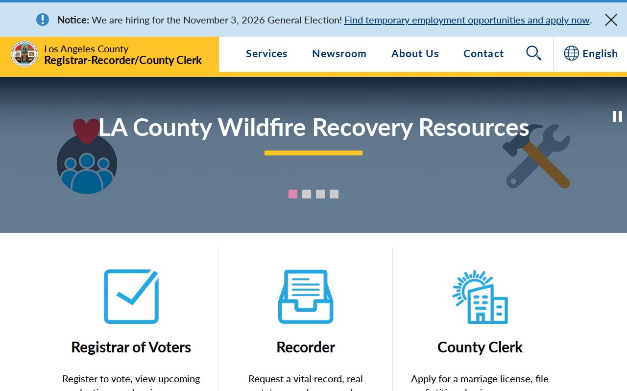 Arcadia previous residents Los Angeles County Clerk records services