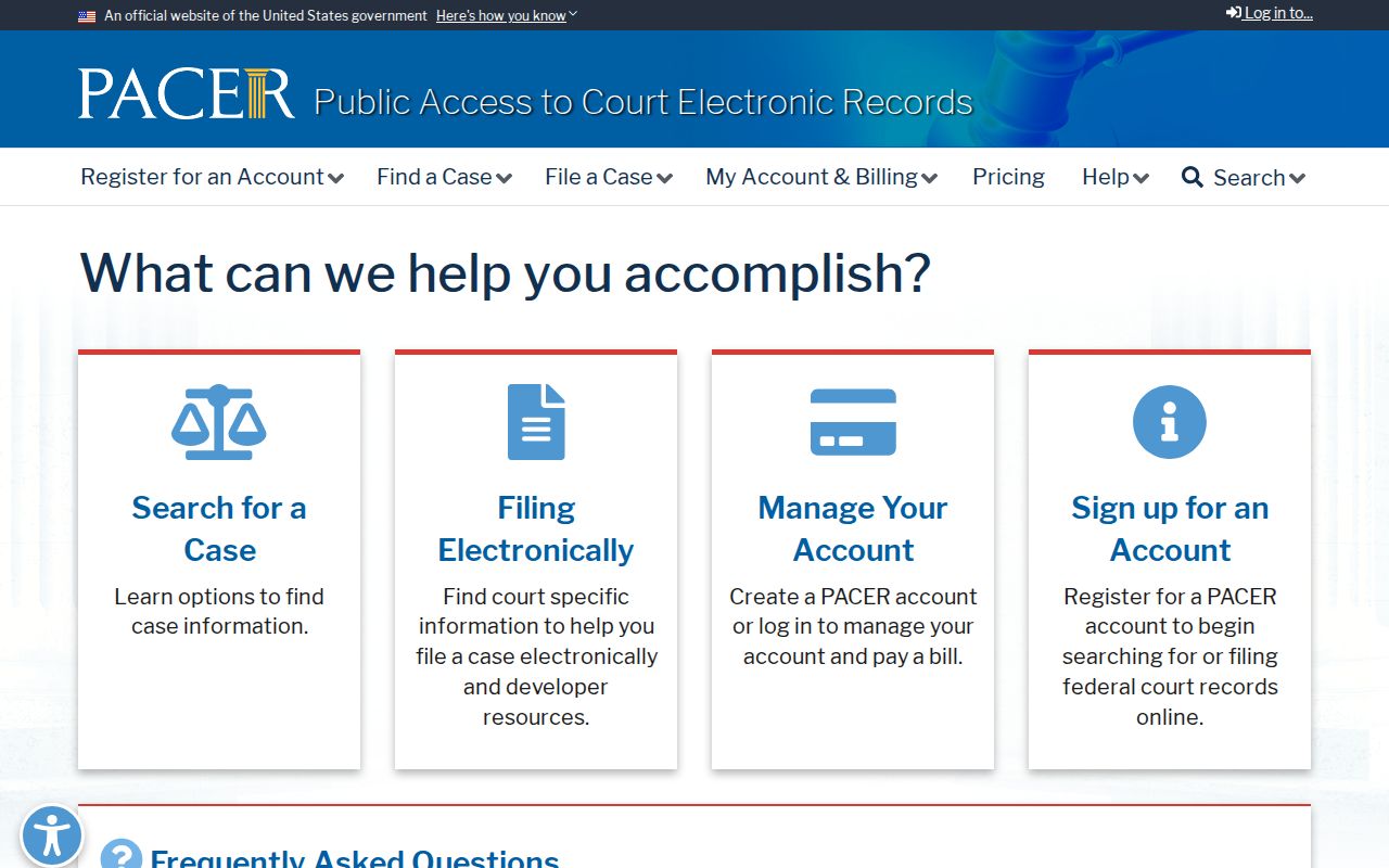 Arcadia resident lookup federal PACER court case search