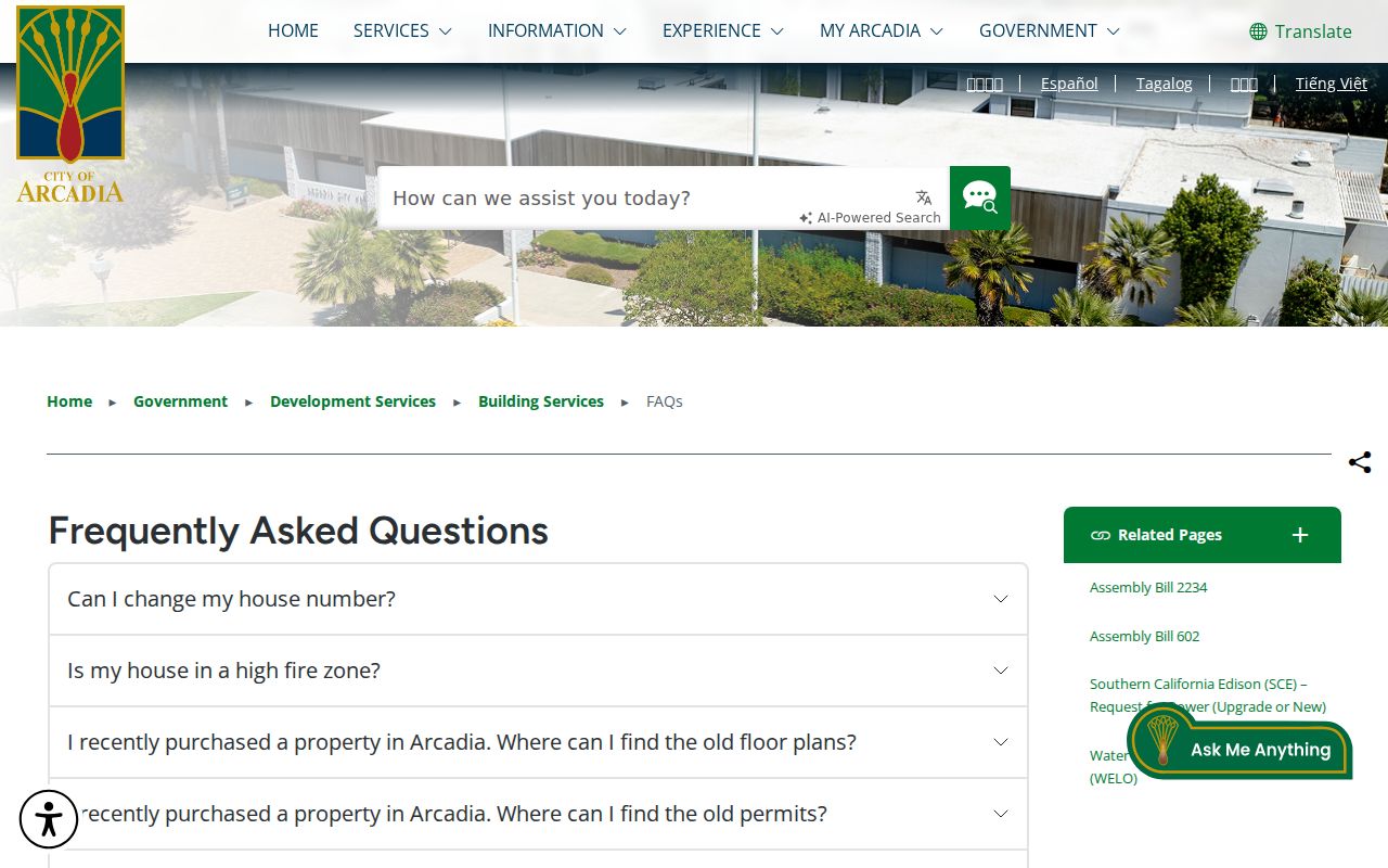 Arcadia street directory building permit history and addressing guidance