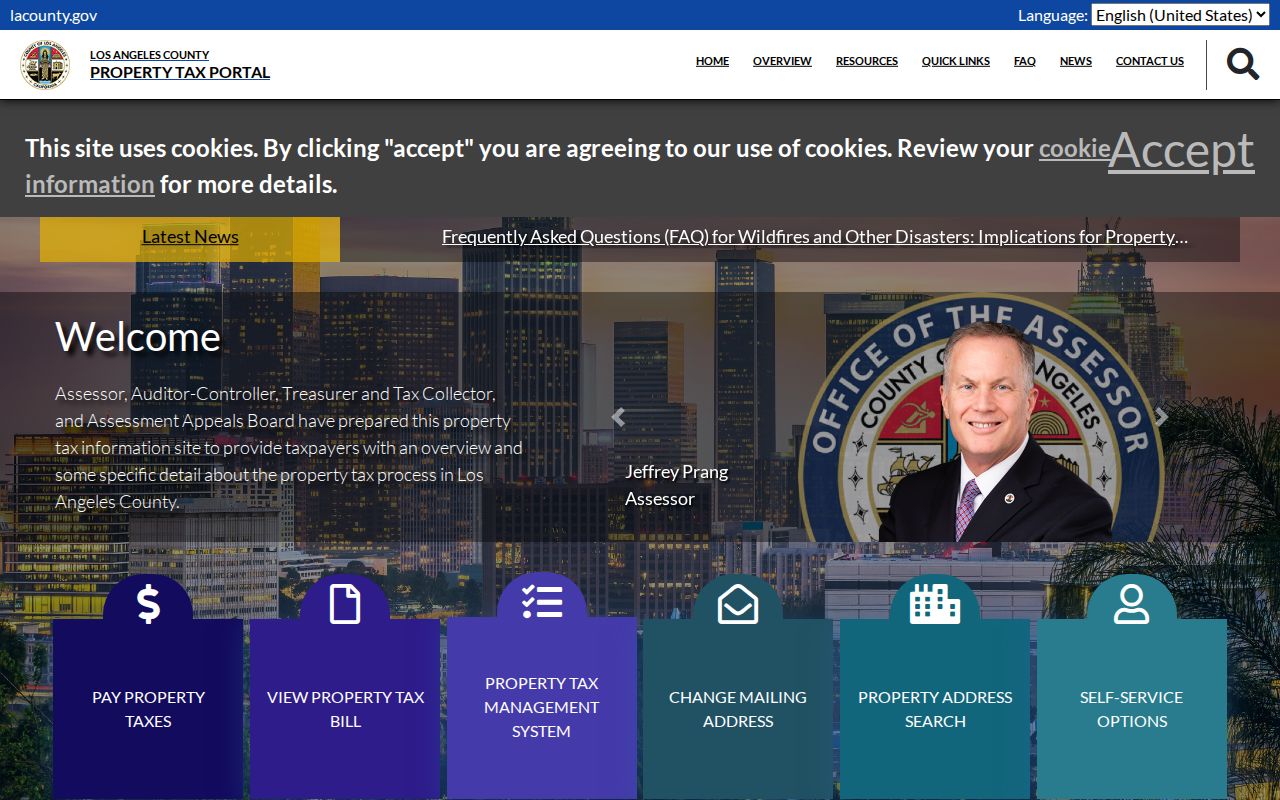 Arcadia street directory Los Angeles County property tax lookup
